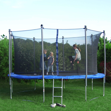 Siatka do trampoliny zewnętrzna z osłoną na sprężyny 427 cm 14 FT 8 słupków niebieska