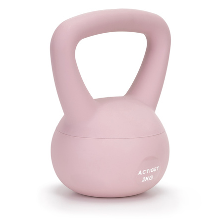 Kettlebell miękki 2kg ciężar do ćwiczeń, kula treningowa, fitness, jasnoróżowy