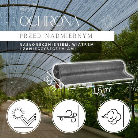 Siatka cieniująca 90% 1,5x50m osłona na ogrodzenie 1,5x50m jasny antracyt 200 szt. opasek