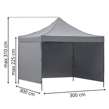 Pawilon ogrodowy 3x3 m namiot handlowy ekspresowy na imprezy, targ, catering, szary