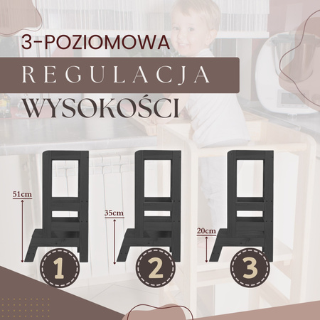 Kitchen helper, pomocnik kuchenny, podest dla dzieci 90 cm czarny