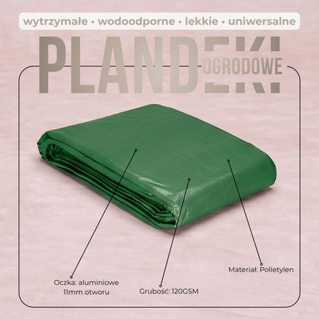 Plandeka 4x7m 120g/m2 gruba płachta ochronna zielona