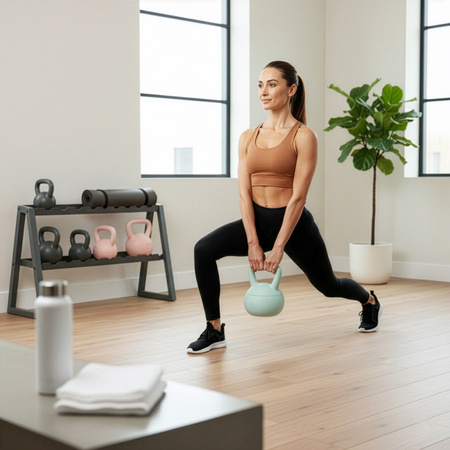 Kettlebell miękki 8 kg ciężar do ćwiczeń, kula treningowa, fitness, turkusowy