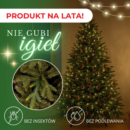 Sztuczna choinka jak żywa 240 cm świerk naturalny ze stojakiem nowoczesny gęsty 