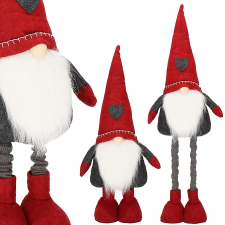 Skrzat świąteczny 51-70 cm, krasnal na teleskopowych nogach, gnom z czerwoną czapką