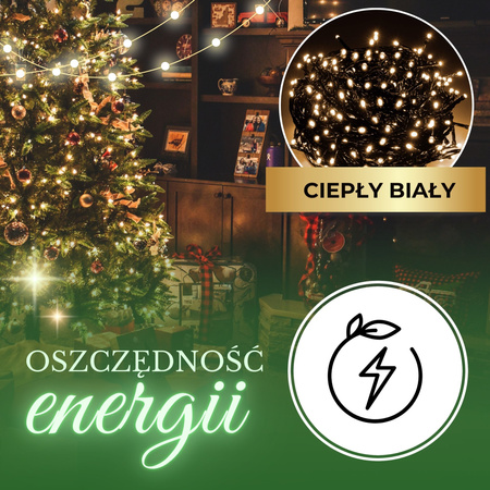 Lampki choinkowe 300 LED 15 m biały ciepły zewnętrzne oświetlenie świąteczne