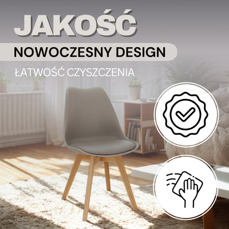 Krzesło Verde 4 szt. do jadalni, kuchni krzesła skandynawskie szare