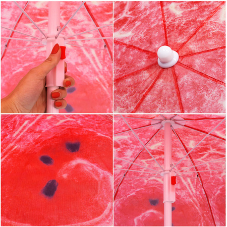 Parasol plażowy 180 cm parasol ogrodowy czerwono-zielony arbuz