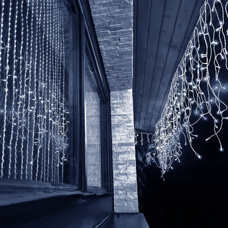 Kurtyna świetlna 500 led girlanda, lampki wewnętrzno-zewnętrzne sople zimny biały