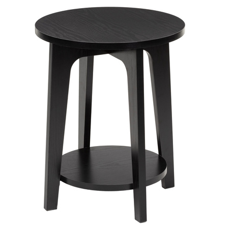 Stolik kawowy czarny 40 cm okrągły z półką, do salonu, sypialni loft nowoczesny