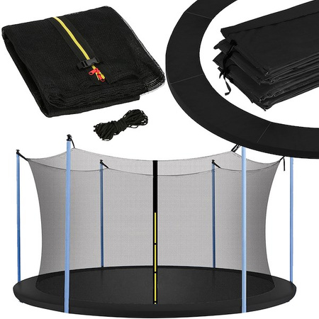 Siatka do trampoliny wewnętrzna z osłoną na sprężyny 244 cm 8 FT 6 słupków czarna