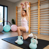 Kettlebell miękki 2kg ciężar do ćwiczeń, kula treningowa, fitness, jasnoróżowy