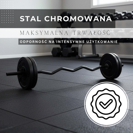 Gryf do sztangi łamany 120 cm stalowy 2 zaciski 25 mm