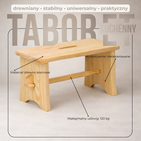 Taboret drewniany, wielofunkcyjny stołek, podest, krzesło ogrodowe do plewienia