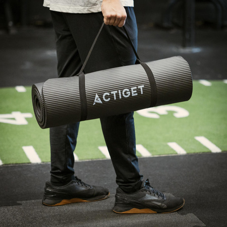 Mata do jogi, ćwiczeń fitness antypoślizgowa 183x61 cm materac do pilates, czarny