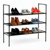 Stojak na buty 3 poziomy regał na obuwie szafka metalowa z półkami 70x72x28 cm czarna
