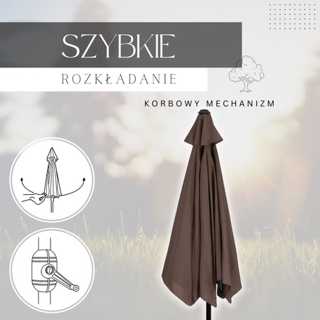 Parasol ogrodowy 260 cm składany na balkon duży brązowy