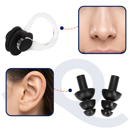 Okulary pływackie anti-fog, UV okularki do pływania na basen zestaw gogle etui zatyczki