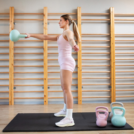 Kettlebell miękki 6 kg ciężar do ćwiczeń, kula treningowa, fitness, turkusowy