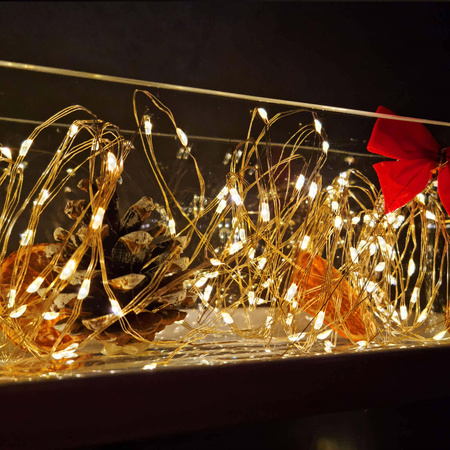 Lampki choinkowe 30 LED druciki mikro na baterie biały ciepły