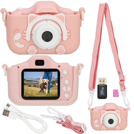 Aparat cyfrowy dla dzieci kamera full HD z kartą 32GB różowy