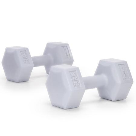 Hantle 2x3 kg hexagonalne do ćwiczeń fitness ciężarki zestaw 2 szt. szare