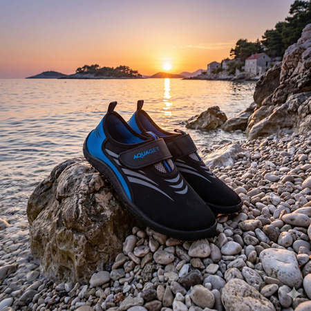 Buty do wody, pływania męskie 46 obuwie plażowe, szybkoschnące, czarno-niebieskie