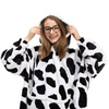 Bluza koc damska 2w1 kocobluza z kapturem ciepła oversize szlafrok futrzak czarno-biała