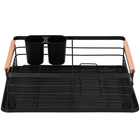 Ociekacz do naczyń 42x31x14 cm metalowa suszarka z tacką czarno-brązowa