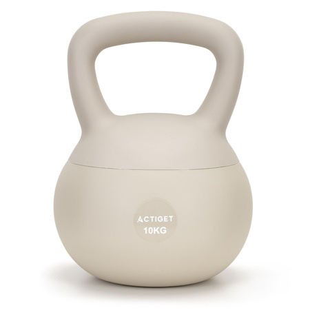 Kettlebell miękki 10 kg ciężar do ćwiczeń, kula treningowa, fitness, beżowy