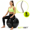 Piłka fitness 75 cm do ćwiczeń pilates i jogi z pompką, gimnastyczna, czarna