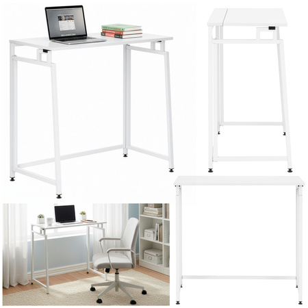 Biurko gabinetowe, stolik do nauki składany, komputerowy 80 cm drewniane, białe