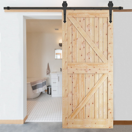 System drzwi przesuwnych 200 cm barn door, prowadnica z ozdobnymi okuciami do 100 kg czarny