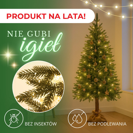 Sztuczna choinka na pniu 180 cm świerk PE drzewko świąteczne