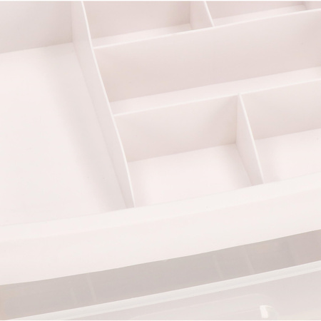 Szkatułka na biżuterię i kosmetyki 31x26,5x19,5 cm organizer z przegródkami mleczny