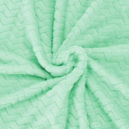 Narzuta na łóżko, pled 160x200 cm dwustronny, tłoczony koc na kanapę zielony zygzak