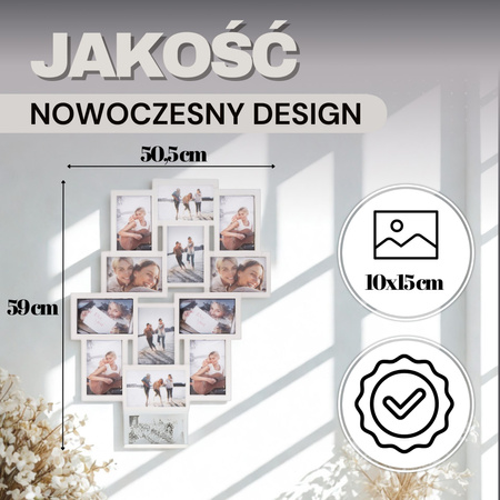 Ramka na zdjęcia 12 zdjęć multiramka 10x15 biała