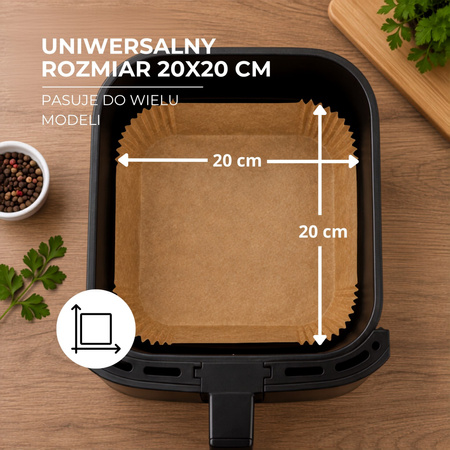 Wkłady do Airfryer 100 szt. 20 x 20 cm papierowe tacki do frytkownicy beztłuszczowej