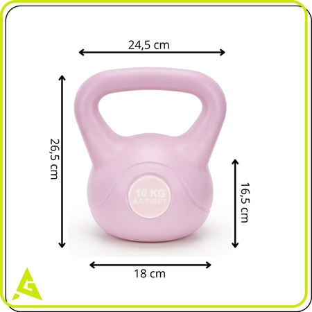Kettlebell do ćwiczeń 10 kg hantla, odważnik treningowy ABS kula różowa