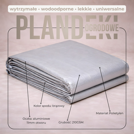 Plandeka 4x8m 210g/m2 gruba płachta ochronna szara