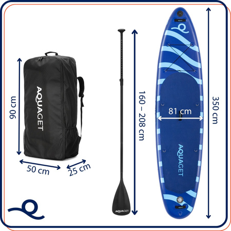 SUP 350 cm zestaw deska pompowana paddleboard do pływania z wiosłem i akcesoriami