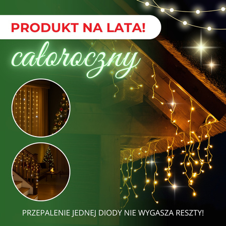 Kurtyna świetlna 300 led biały ciepły, flash biały zimny girlanda, lampki wewnętrzno-zewnętrzne sople