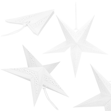 Gwiazda papierowa świąteczna ozdoba choinkowa biała ażurowa 3D