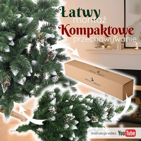 Choinka sztuczna z szyszkami Premium Royal Trees 220 cm sosna diamentowa ośnieżona