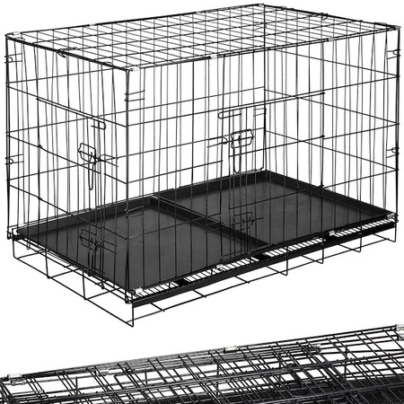 Klatka kennelowa dla zwierząt metalowy kojec dla psa kota 100 x 70 x 60 cm L czarny
