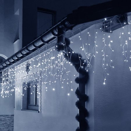 Kurtyna świetlna 1000 led girlanda, lampki wewnętrzno-zewnętrzne sople zimny biały