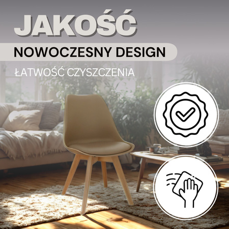 Krzesło Verde do jadalni, kuchni skandynawskie beżowe