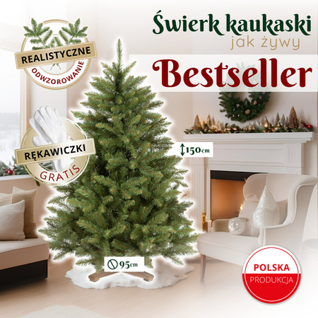 Świerk kaukaski, choinka sztuczna 150 cm Royal Trees premium drzewko świąteczne jak żywe